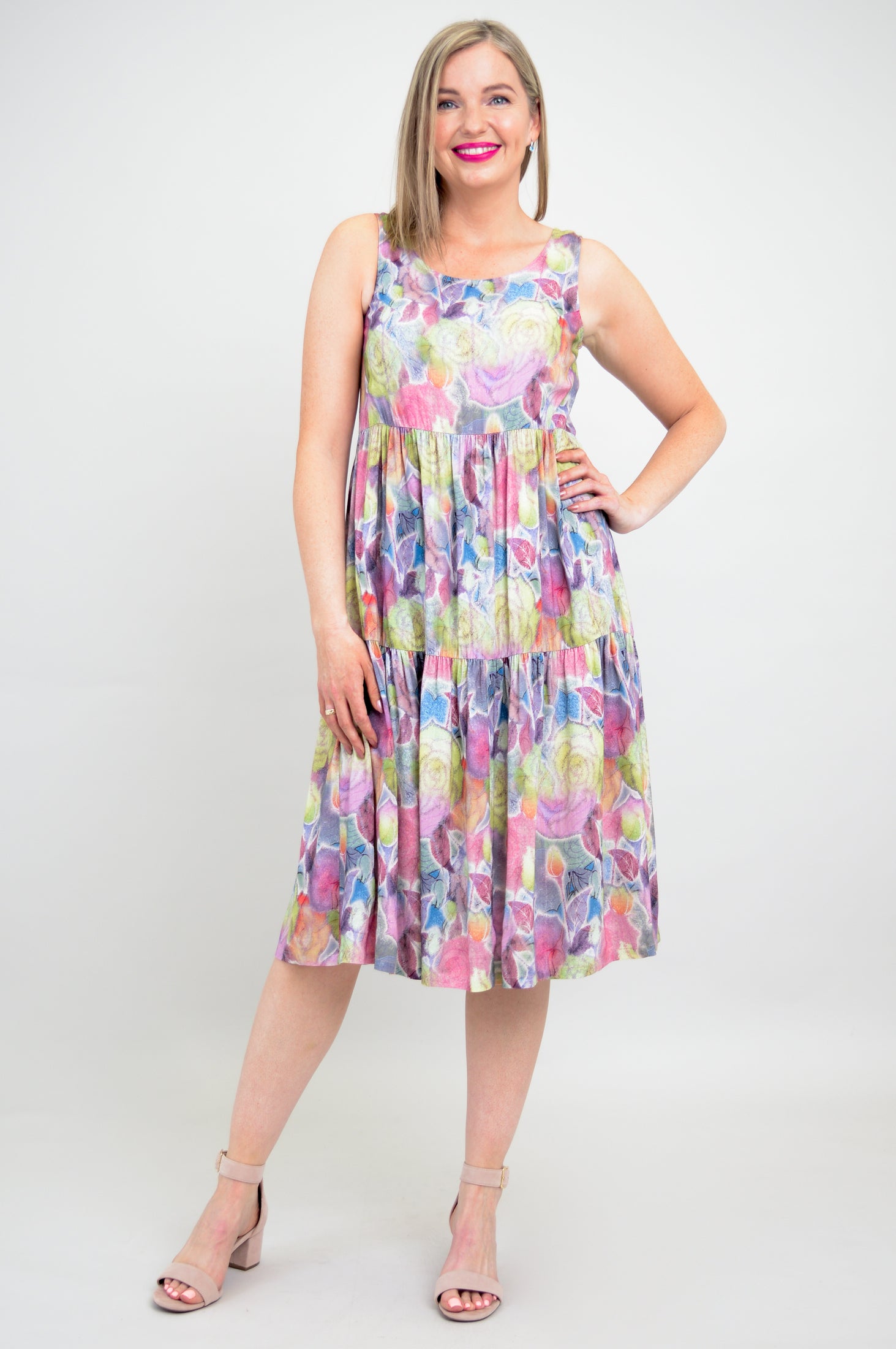 Juni Dress in Rosebud Print - Linen Bamboo Blend for Women | Perfect for Summer Outfits, Beach Vacations & Casual Wear