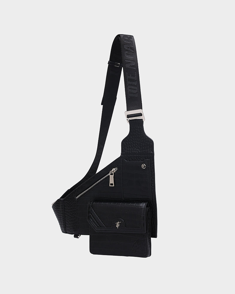 Blast Off Sling Bag - Lightweight Crossbody Shoulder Bag for Men & Women, Durable Nylon Travel Sling Pack with Adjustable Strap - Perfect for Hiking, Commuting, and Everyday Use (Black)