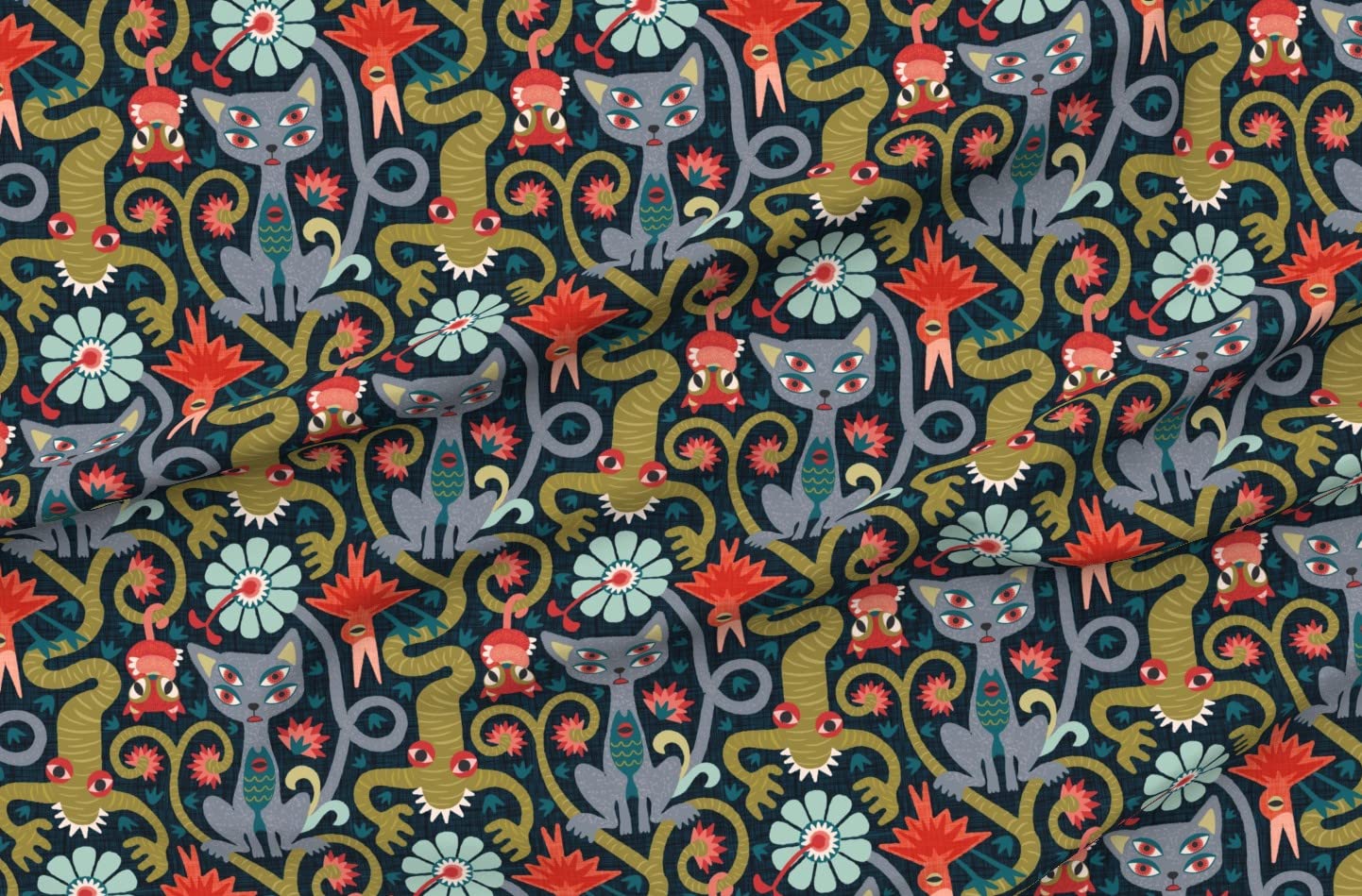 Imagination Creepy Animals Printed Satin Fabric by The Yard - Premium Sewing Material for Apparel, Fashion Blankets & Home Decor - Perfect for Halloween Costumes, Quilting & DIY Crafts