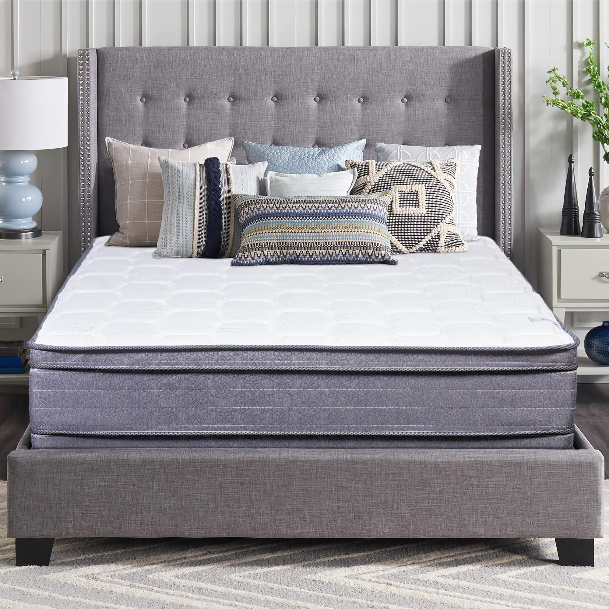 Treaton 12-Inch Double Sided Foam Encased Pillow Top Mattress - Medium Plush with Back Support - Full Size Bed Mattress for Side Sleepers & Back Pain Relief