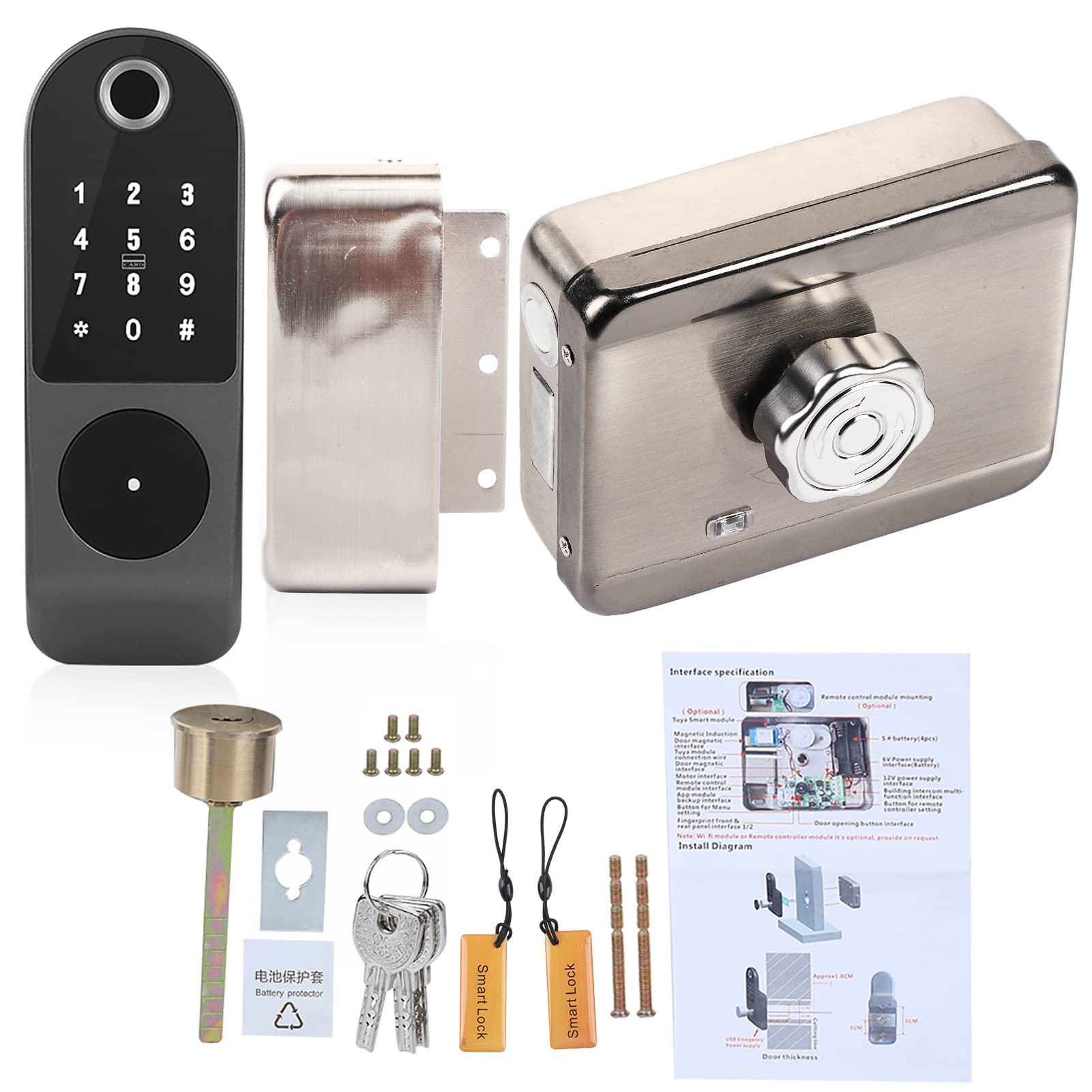Smart WiFi Door Lock with Fingerprint, Password, IC Card & Keypad - TUYA Compatible Electronic Deadbolt for Front Door Security | Ideal for Homes, Apartments & Smart Home Systems