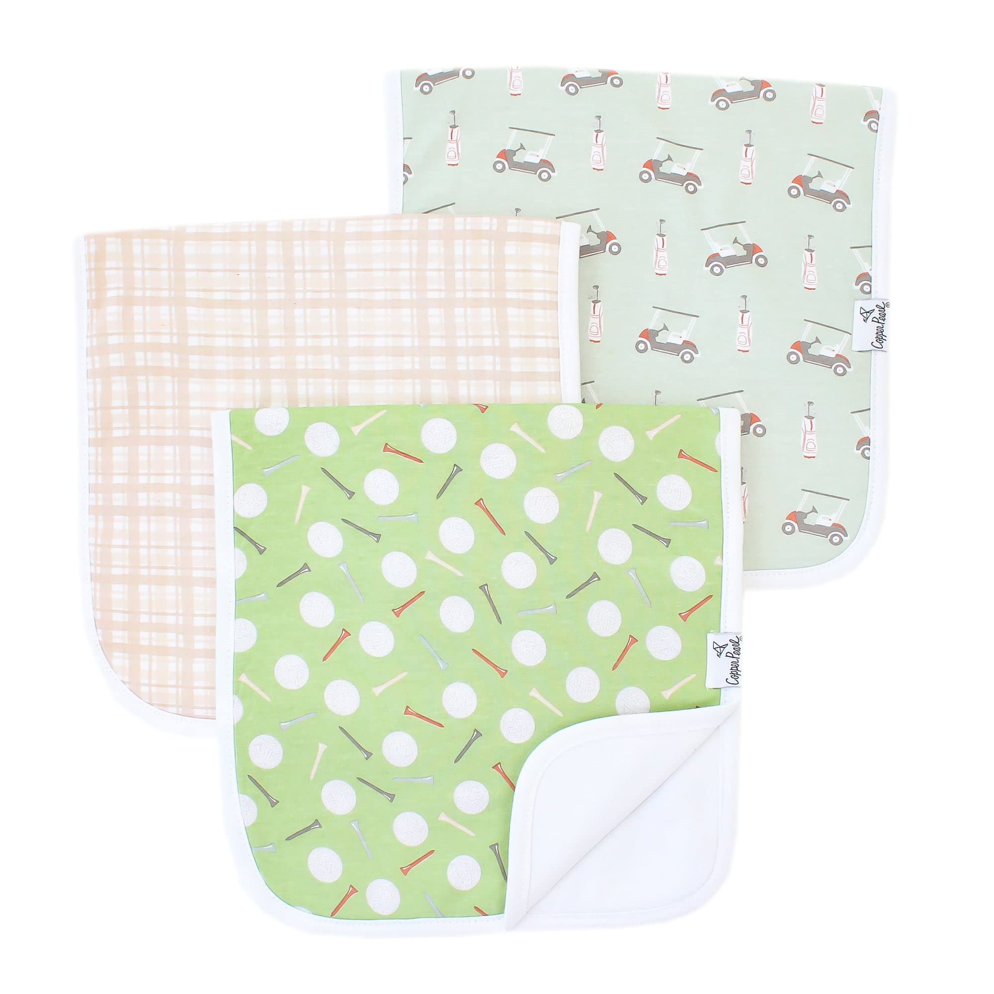 Premium Baby Burp Cloths 3-Pack - Extra Soft Cotton Spit Up Rags with 3 Absorbent Layers, 21