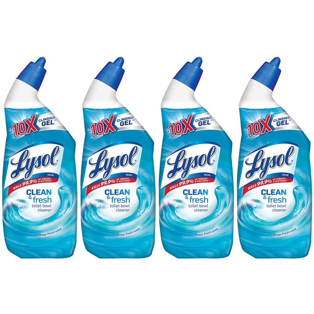 Lysol Clean & Fresh Toilet Bowl Cleaner - Ocean Fresh Scent, 24 Ounce (Pack of 4) | Powerful Bathroom Cleaning Solution for Toilets, Tubs & Showers | Eliminates Odors & Leaves Fresh Citrus Fragrance