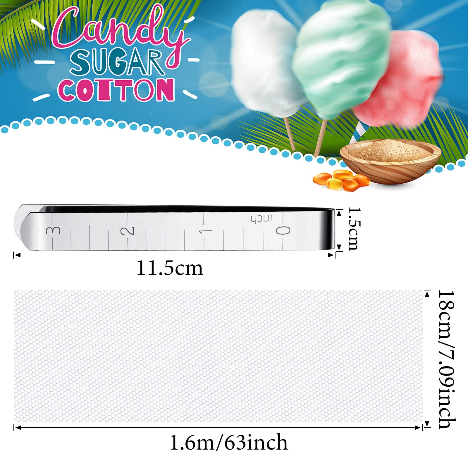 Cotton Candy Machine Stabilizer Kit - 4 Stainless Steel Clips & Mesh for 20-Inch Bowl | Replacement Parts for Most Candy Floss Makers | Perfect for Parties, Carnivals & Home Use