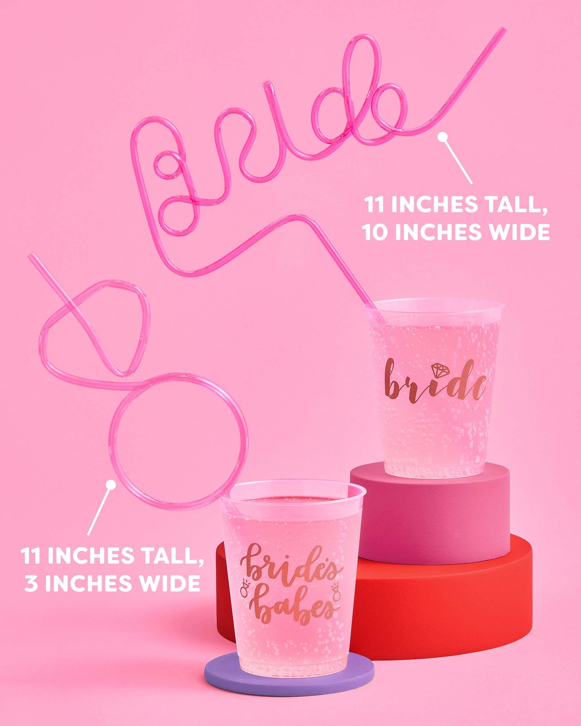 Fetti Bachelorette Party XL Pink Bride & Diamond Ring Straw Set - 8 Piece Bridal Shower Decorations | Bachelorette Party Supplies | Perfect for Bride-to-Be Gifts & Wedding Celebrations