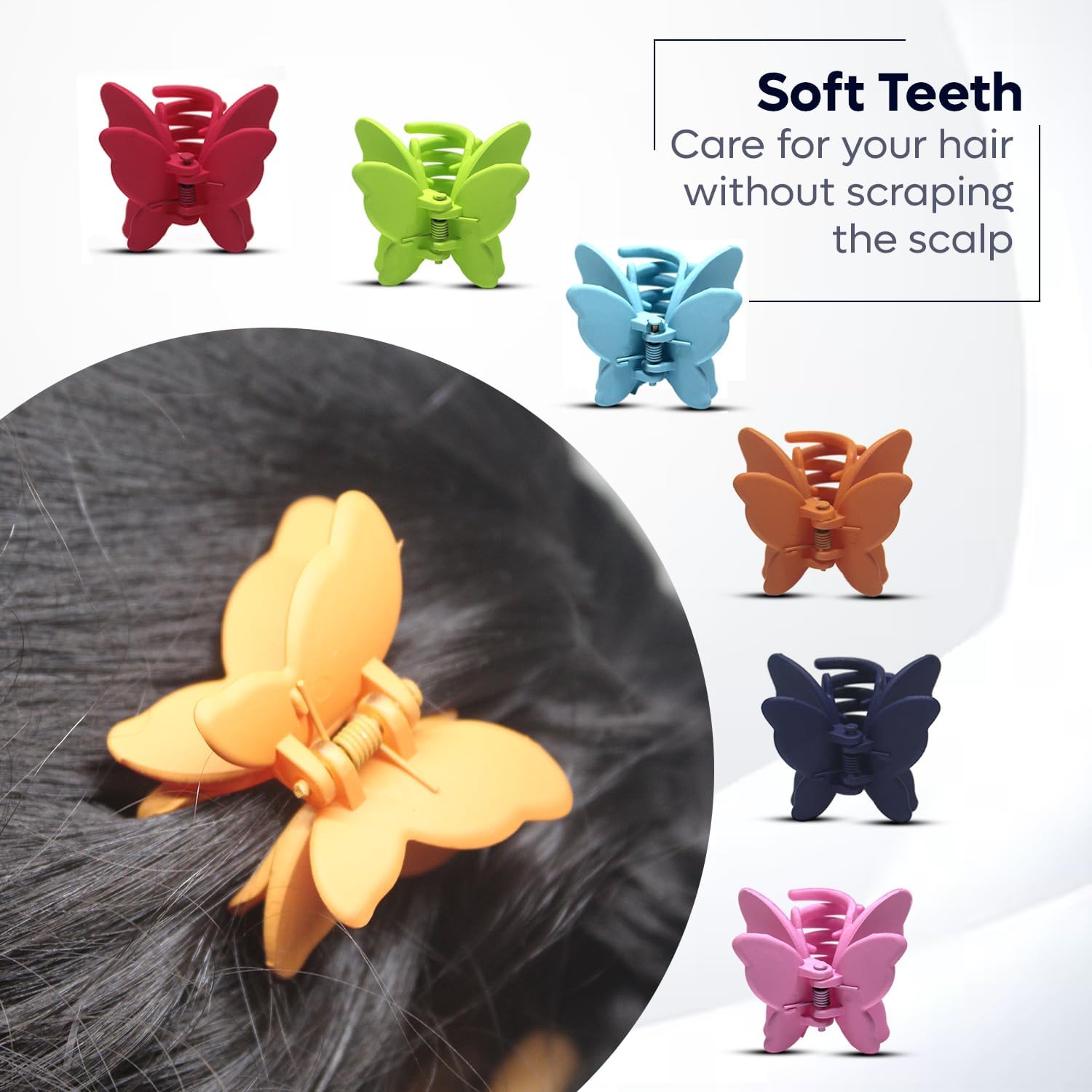 2 PCS Cute Butterfly Hair Clips for Women & Girls - Matte Hair Claw Clips Medium Size - Perfect for School, Work, Parties & Everyday Styling