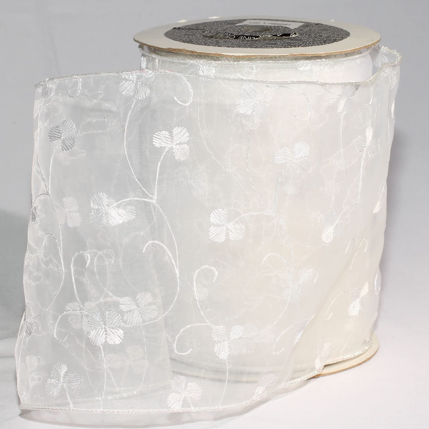 White Christian Lalou Wired Craft Ribbon 6