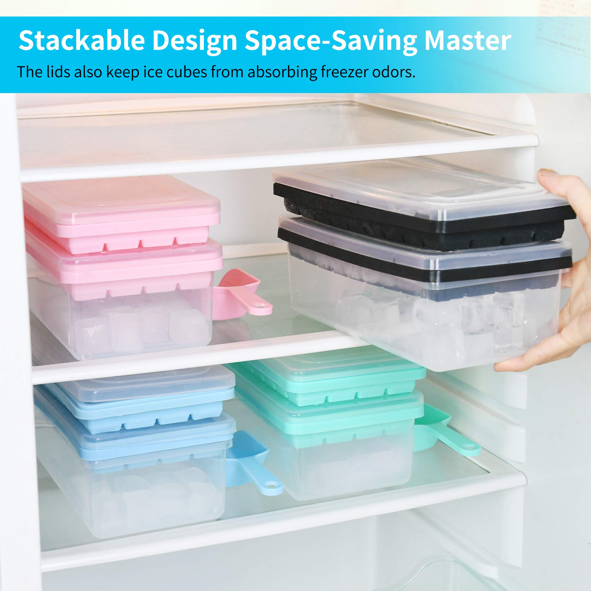 Premium Food-Grade Silicone Ice Cube Tray Set with Lid & Storage Bin - 2 Pack 36-Cube Small Nugget Ice Trays + Ice Bucket & Scoop - Flexible Freezer-Safe Ice Molds for Cocktails, Smoothies & Beverage Chilling