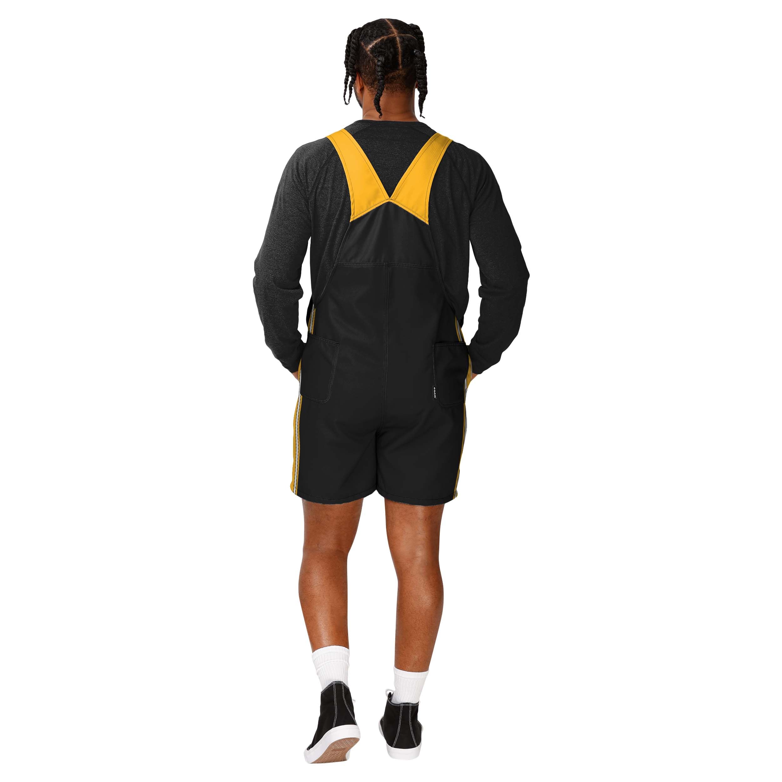 FOCO NFL Men's Bib Shortalls - Comfortable Summer Overalls for Football Fans | Perfect for Game Day, Tailgating & Casual Wear