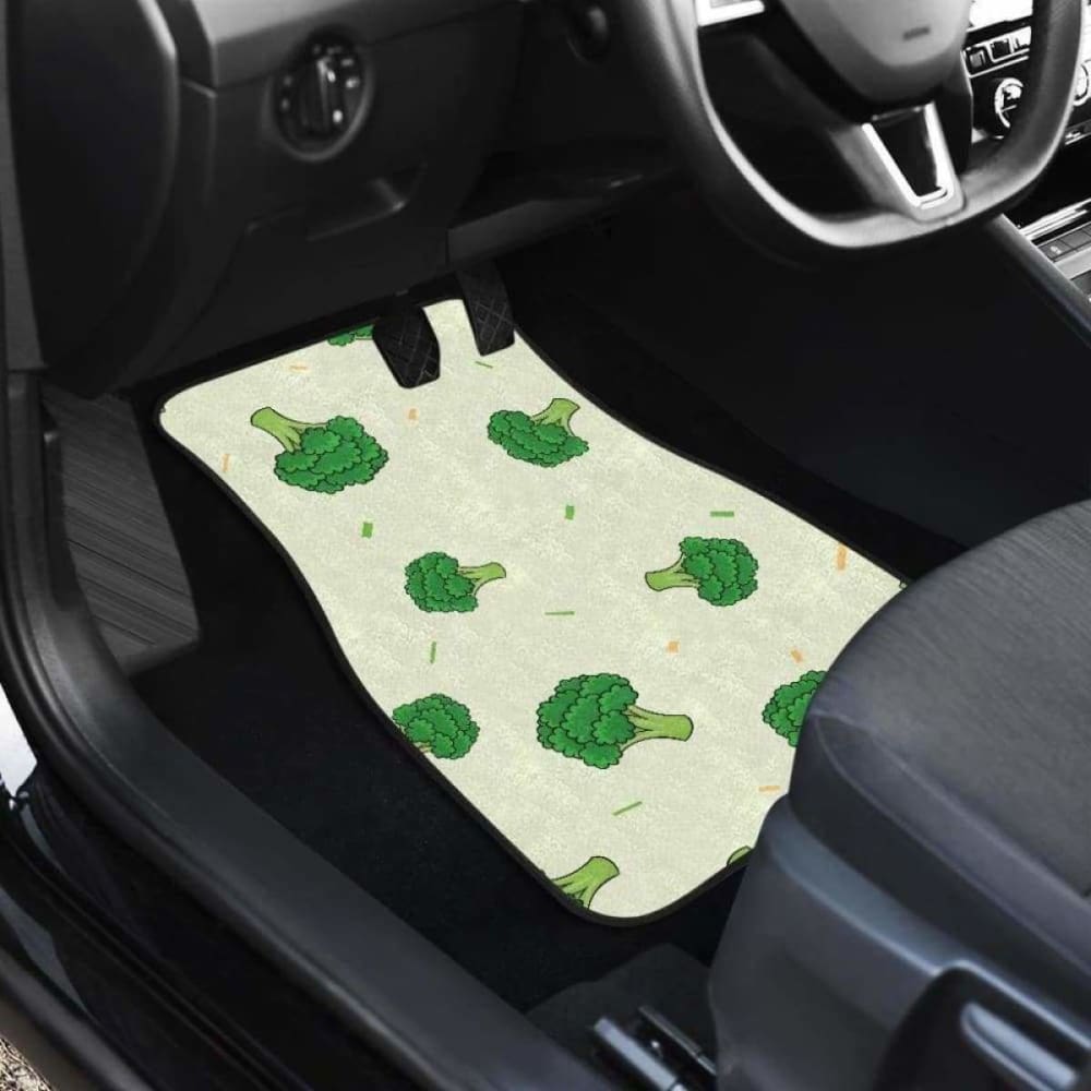 Broccoli Pattern Front and Back Car Mats - Non-Slip Custom Fit Floor Liners for Cars, SUVs, Trucks - Perfect for Road Trips, Daily Commute & Family Travel