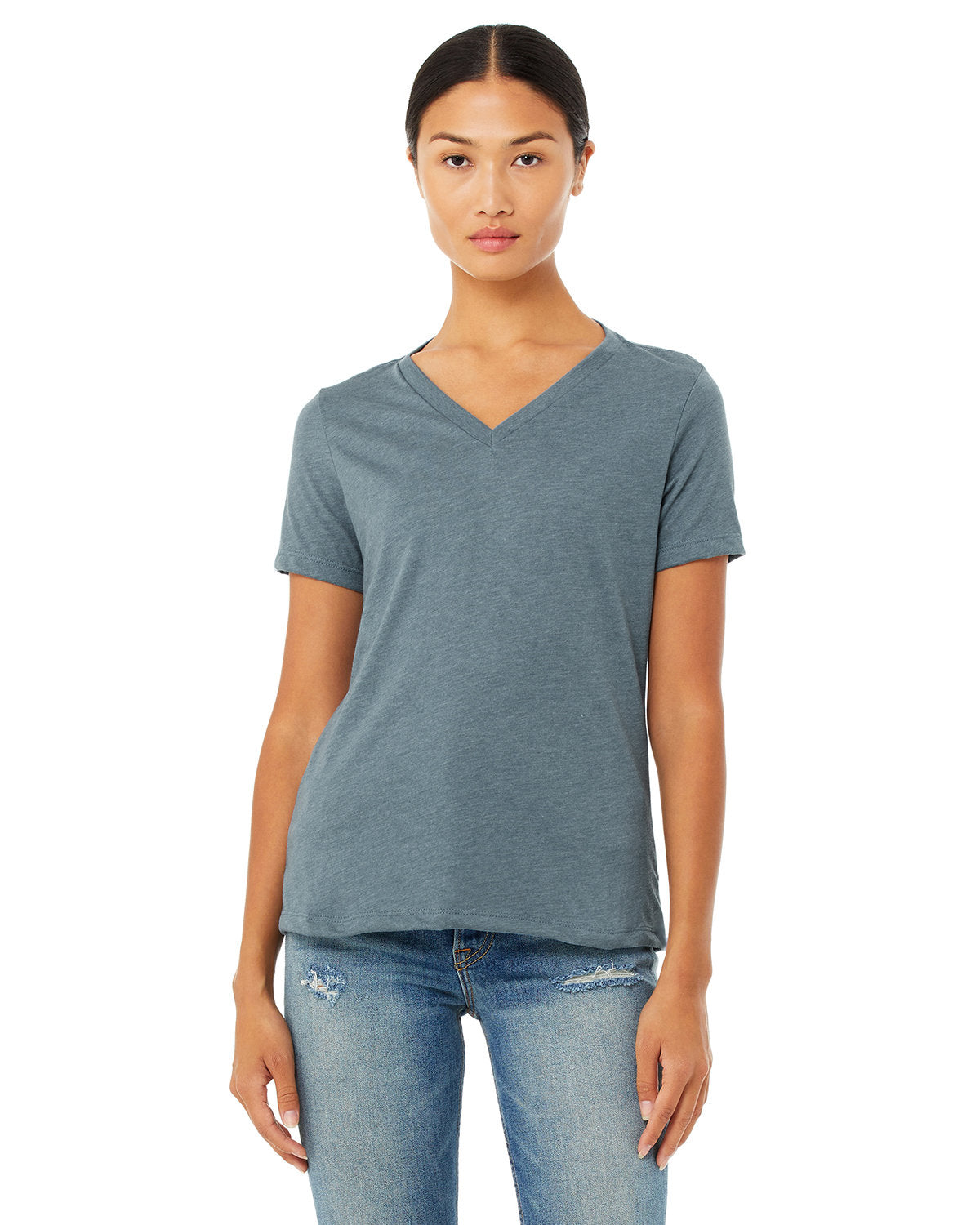 Bella + Canvas 6405 Women's Relaxed Fit Jersey V-Neck T-Shirt - Soft Comfortable Casual Tee for Everyday Wear, Gym, and Lounge