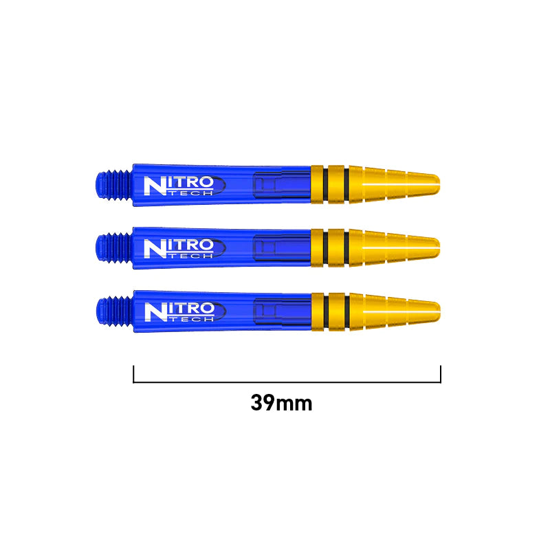 Nitrotech GOLD Composite Dart Shafts 39mm - Professional Steel Tip Dart Shafts for Precision Play | Perfect for Tournaments & Home Practice | RED DRAGON INTER BLUE Design