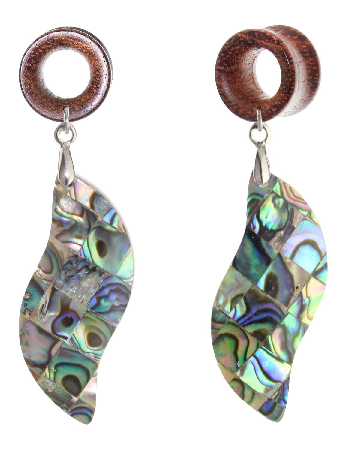 Natural S-Shaped Wooden Shell Dangle Ear Gauges - Organic Flesh Tunnel Plugs & Stretching Kit - Stylish Statement Earrings for Women - Perfect for Boho, Festival & Everyday Wear