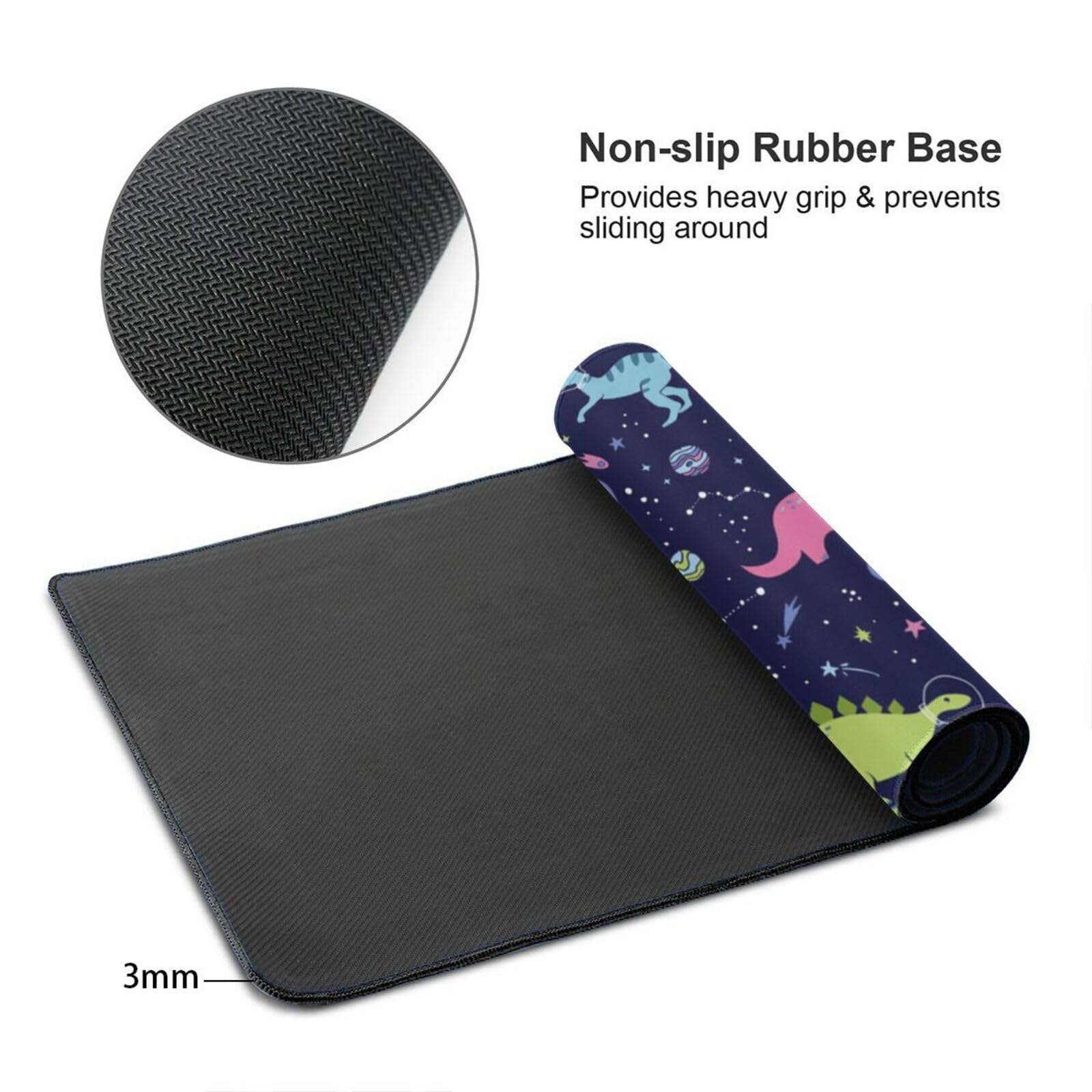 Cute Dinosaur Mouse Pad - Non-Slip Rubber Gaming Mouse Mat with Extended Rectangle Design for Office, Home & Gaming Desks | Dino Animal Themed Desk Accessory