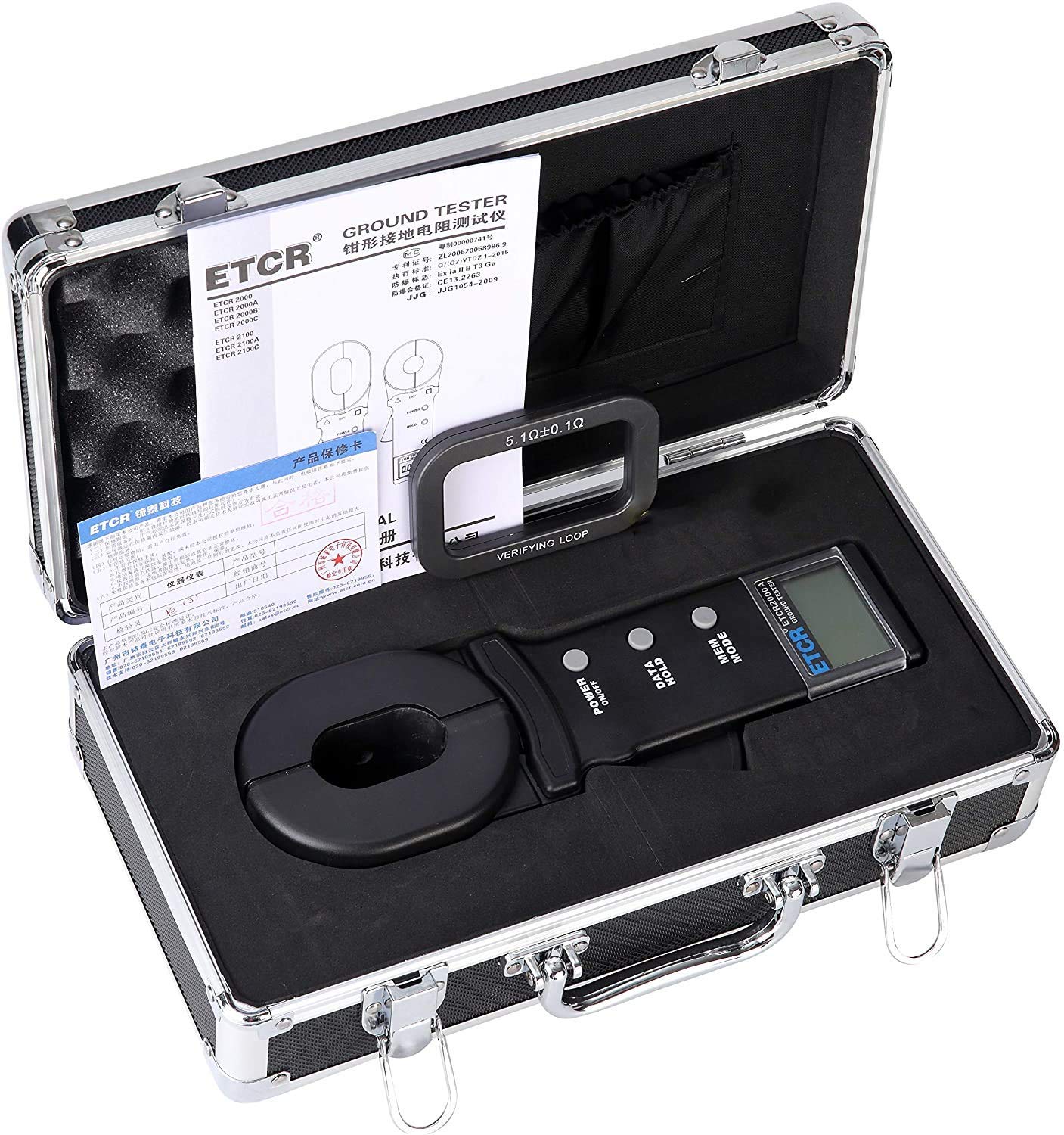 ETCR2000C Digital Clamp Meter - Earth Ground Resistance Tester with Data Storage, Alarm System, Leakage Current & Resistance Measurement | Perfect for Electricians, HVAC Technicians & Industrial Maintenance