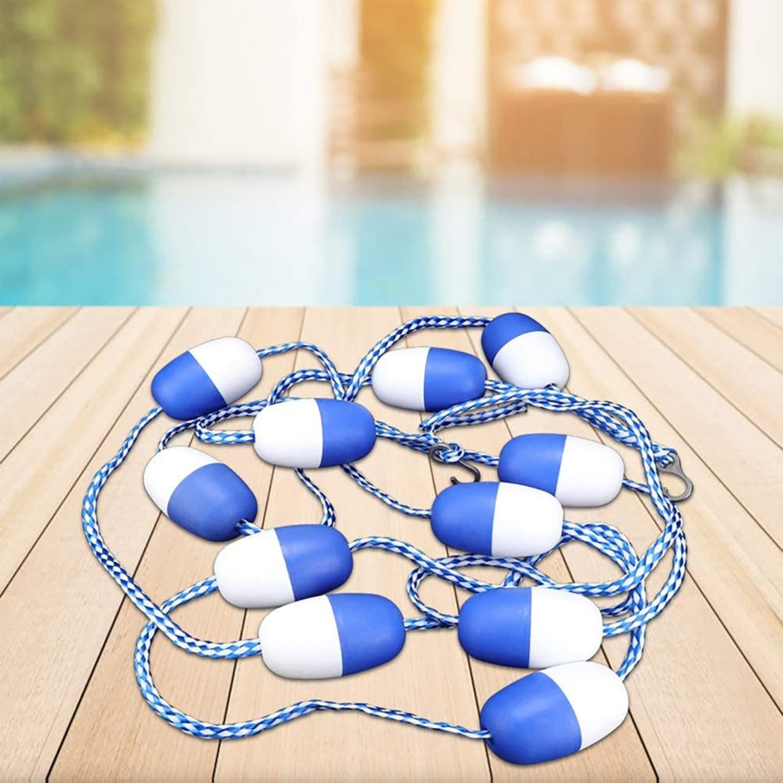 ABLUSER Adjustable 16.4ft Swimming Pool Safety Divider Rope with Floats - Blue & White Pool Barrier for Kids, Pets & Water Safety | Perfect for Backyard Pools, Beaches & Water Parks