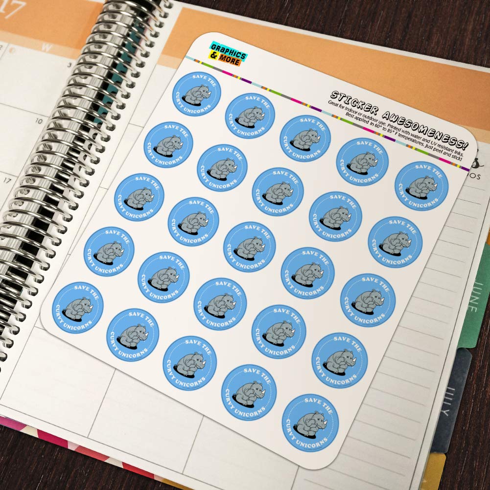 Save The Curvy Unicorns Rhino - Funny Humor Planner Stickers for Calendar, Scrapbooking & Crafting - Perfect for Bullet Journals, DIY Projects & Gift Wrapping