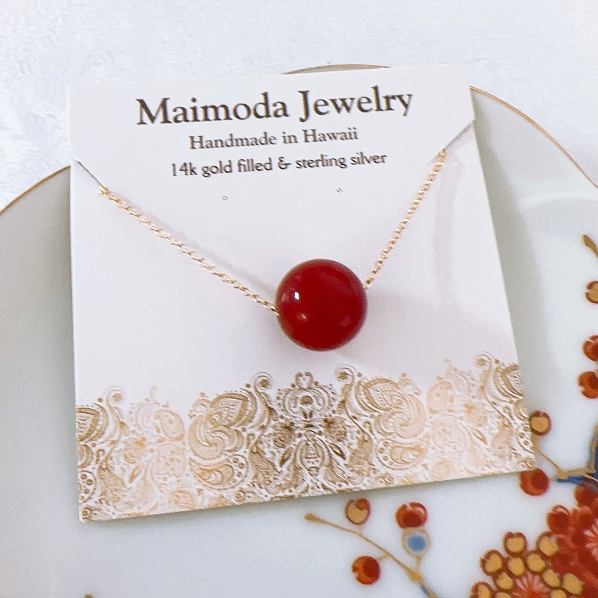 KEA Red Jade Bead Necklace (N438) - Elegant Jewelry for Women, Perfect for Parties, Weddings & Everyday Wear