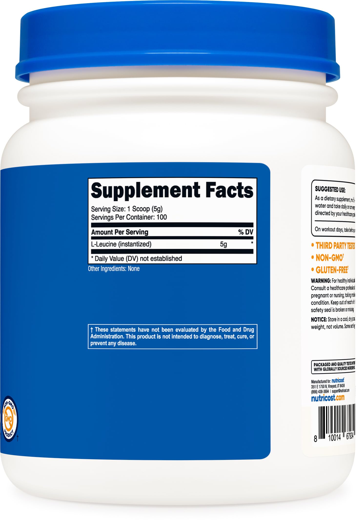 Nutricost Pure L-Leucine Powder 500g - Unflavored Branched Chain Amino Acid (BCAA) Supplement for Muscle Recovery & Workout Performance - Ideal for Athletes, Bodybuilders & Fitness Enthusiasts