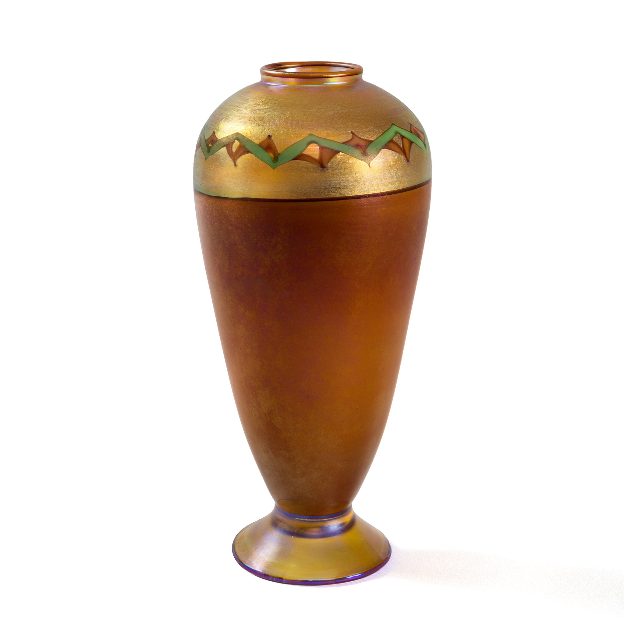 Tiffany Studios New York Tell el Amarna Favrile Glass Pedestal Vase - Handcrafted Art Deco Home Decor for Living Room, Dining Table & Luxury Gifts