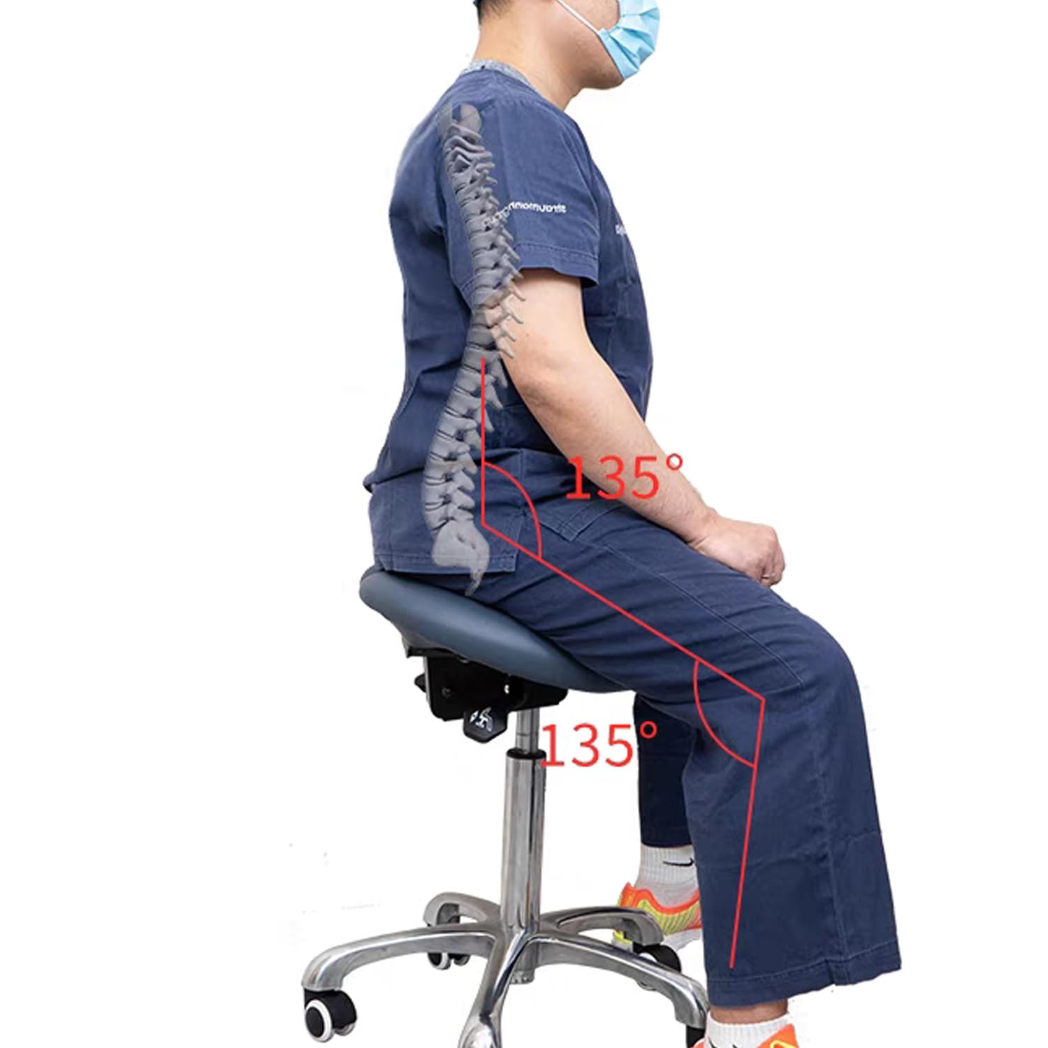 Ergonomic Hydraulic Adjustable Rolling Stool with Support - Master Massage Berkeley Dental Saddle Chair for Home, Office, Lab, Salon & Shop - Hypoallergenic Oil & Waterproof Upholstery - Perfect for Dentists, Therapists & Professionals Who Sit Long Hours