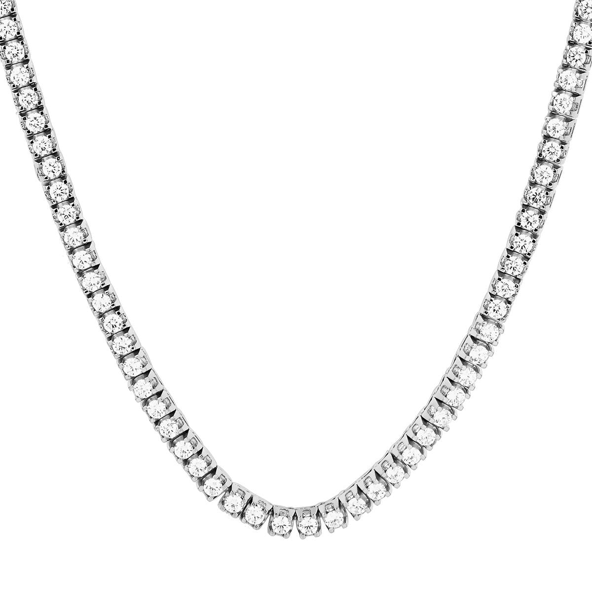 18K Gold Custom One Row Prong Set Solitaire Tennis Chain - Thick 18-24 Inch Adjustable Length for Men & Women | Perfect for Weddings, Anniversaries & Special Occasions