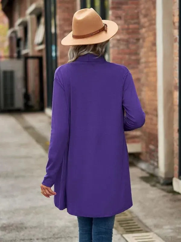 Women's Solid Color Loose Fit Cardigan Sweater - Lightweight Knit Open Front Long Sleeve Cover Up for Casual Wear, Office, and Layering