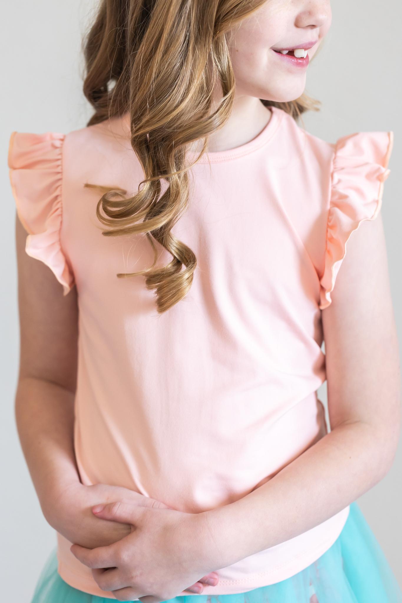 Peach Short Sleeve Ruffle Blouse for Women - Summer Fashion Top with Ruffled Hem - Perfect for Casual Outings, Beach Vacations, and Date Nights