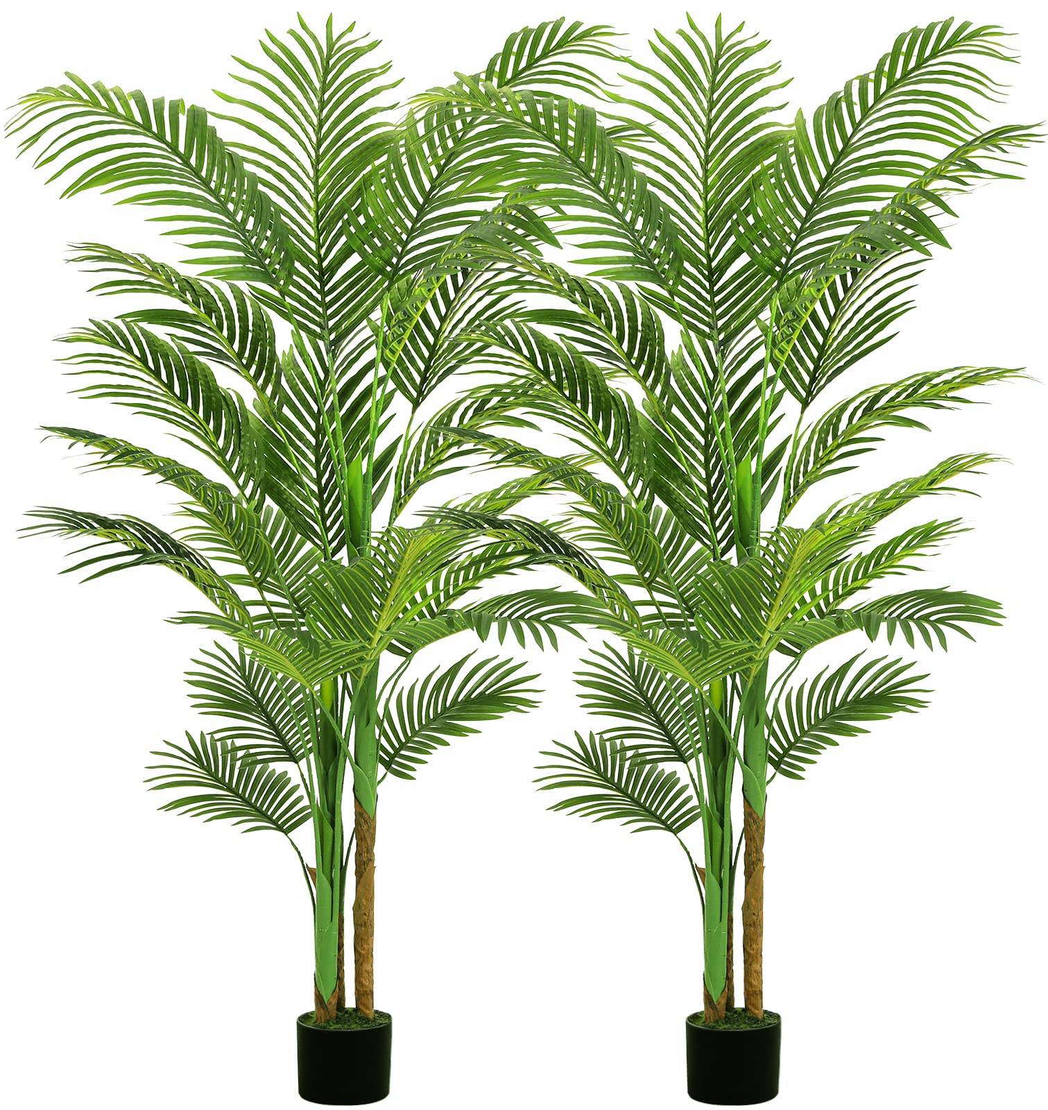 VIAGDO 6ft Artificial Palm Tree - 2 Pack Fake Tropical Plants with 20 Trunks, Realistic Faux Dypsis Lutescens in Pot for Home, Office, Indoor Decor - Perfect for Living Room, Corner, Balcony & Wedding Decorations