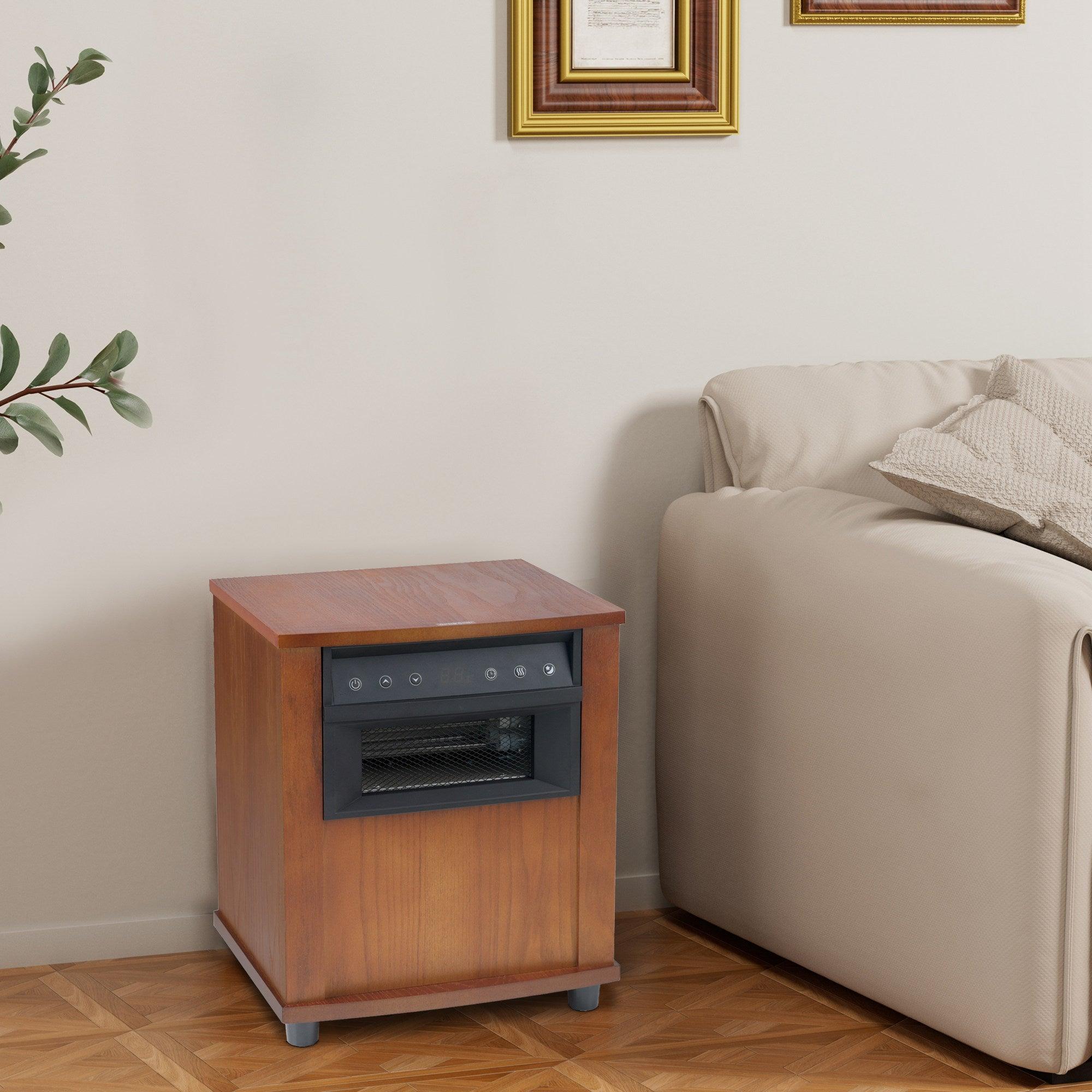 Large Digital LED Display Electric Infrared Wooden Space Heater with Timer - Perfect for Living Rooms, Bedrooms & Offices