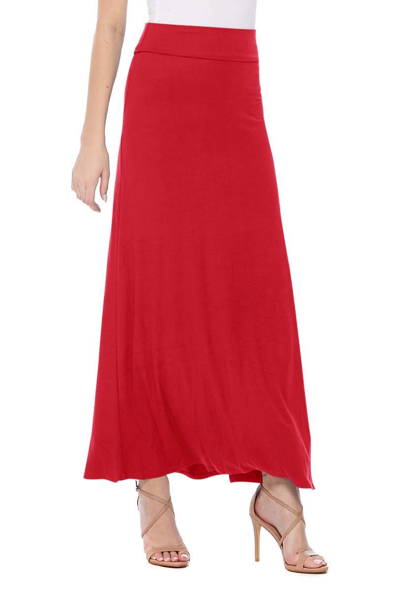 FashionJOA Women's Stretchy Flowy Maxi Skirt with Elastic Waistband - Comfortable & Stylish Summer Beach Skirt for Casual Wear, Vacations & Boho Outfits