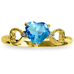 0.96 Carat 14K Solid Yellow Gold Blue Topaz Diamond Ring - Elegant Light of Mine Engagement Ring for Women, Perfect for Proposals, Anniversaries & Special Occasions
