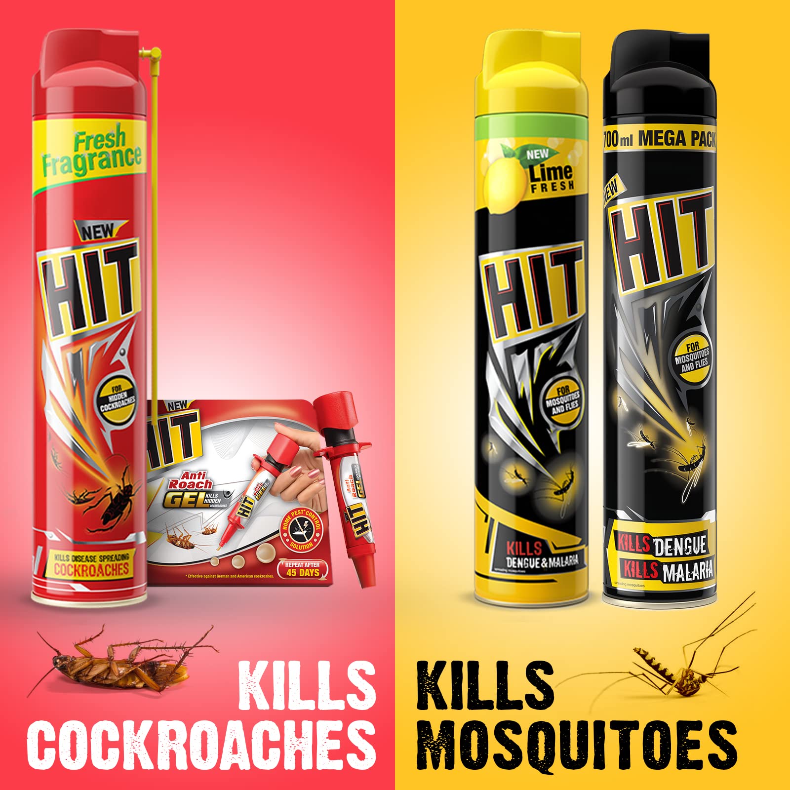 Hit Crawling Insect Killer Spray - Fast-Acting Cockroach & Bug Killer (400ml) | Instant Kill Formula | Deep-Reach Nozzle for Hard-to-Reach Areas | Fresh Fragrance | Ideal for Kitchens, Bathrooms & Basements