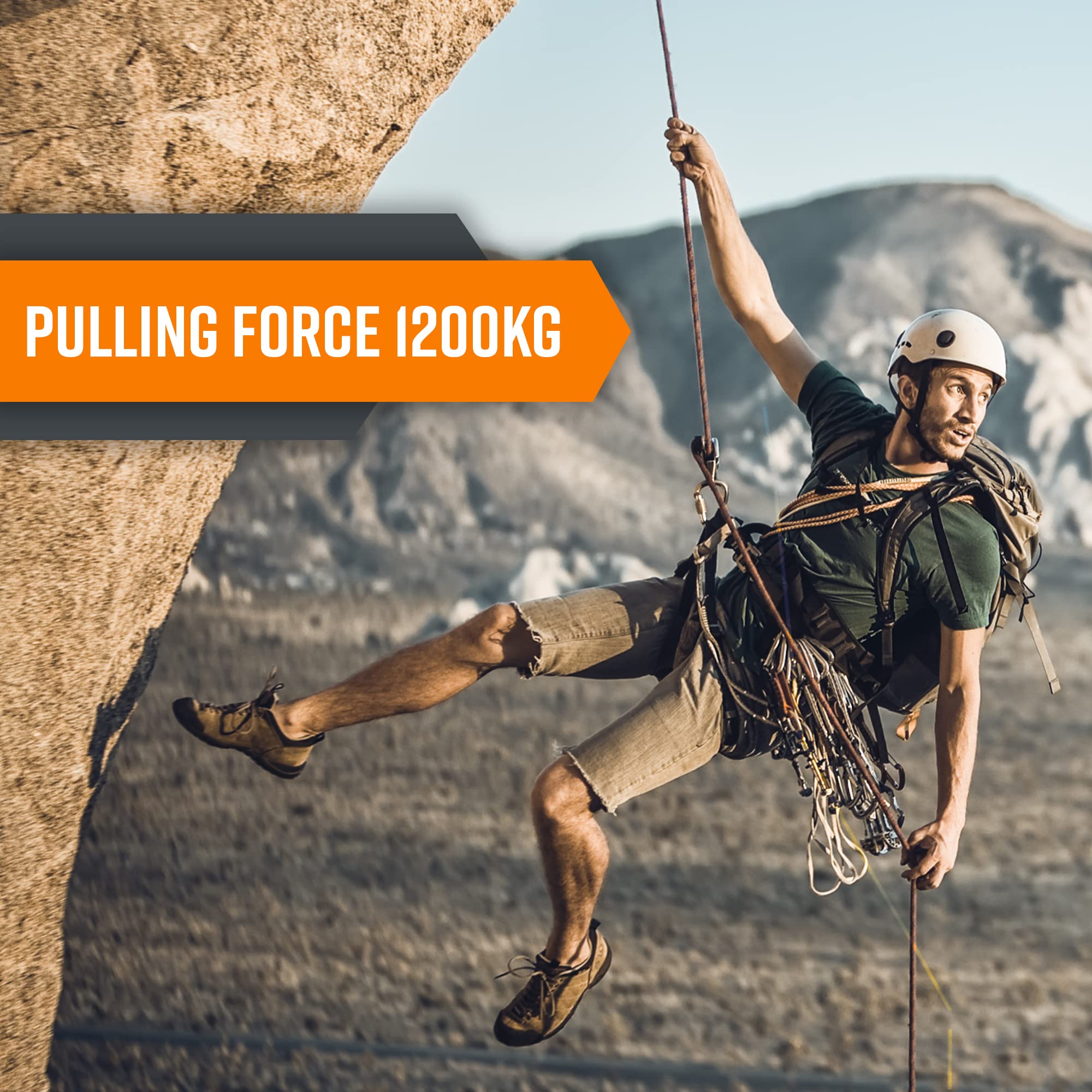 Premium Static Climbing Rope 10mm - Rescue, Construction & Rock Climbing Rope (32ft/64ft/96ft/160ft/230ft/500ft/985ft/1000ft) with Carry Bag - Heavy Duty Safety Rope for Outdoor Adventures, Emergency Rescue & Work Sites (Orange, 300M/985FT)
