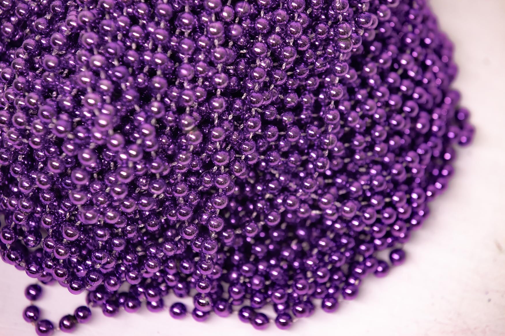 Purple Mardi Gras Beads Necklaces with Doubloon - 144 Pack of 33 Inch 7mm Party Beads for Carnival, Festive Parades, Costume Accessories & Themed Decorations - Perfect for Mardi Gras Parties, Halloween Costumes & New Orleans Celebrations