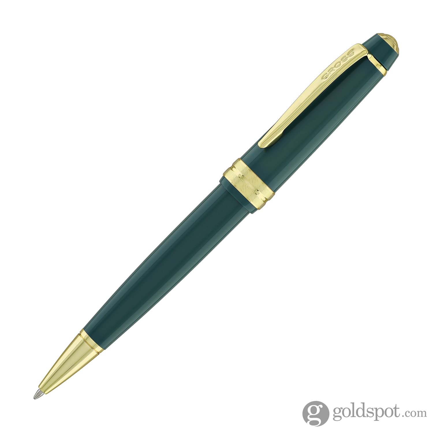 Premium Cross Bailey Light Ballpoint Pen - Glossy Green Resin with Gold Trim for Office, School & Gift Giving