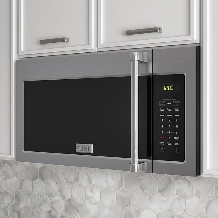 ZLINE Over the Range Convection Microwave Oven with Traditional Handle & Sensor Cooking - 1.6 cu.ft Stainless Steel Built-in Microwave for Kitchen, Perfect for Baking, Reheating & Quick Meals