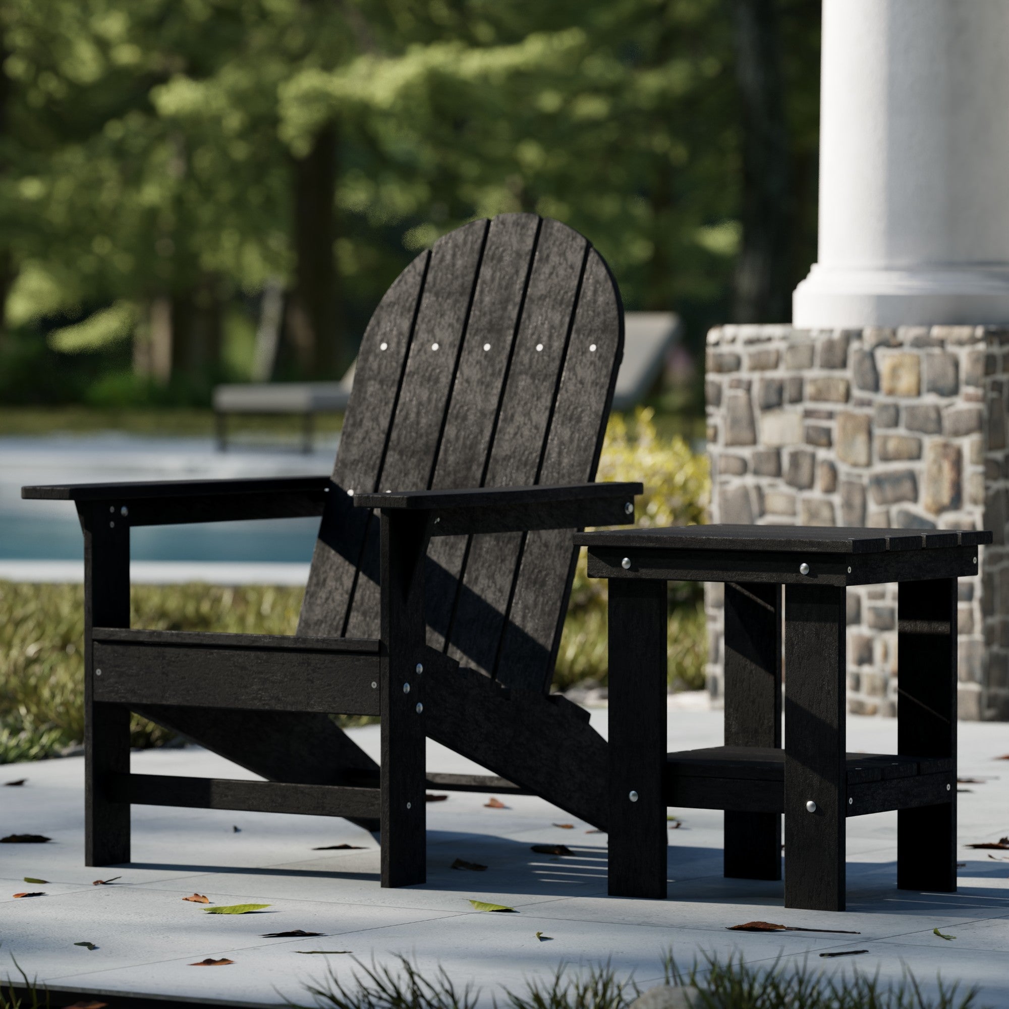 Freedom Modern Adirondack Chair & Side Table Set - Durable Outdoor Patio Furniture for Garden, Poolside, Deck, and Backyard Relaxation