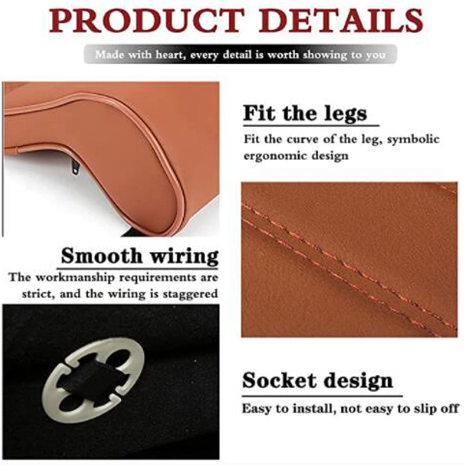 Car Seat Extender Cushion - Adjustable Leg Support Pillow for Long-Distance Driving | Comfortable Knee Pad for Car, Bus, Train & Office Chairs | Beige Long Strip Design | Perfect for Road Trips & Commuting