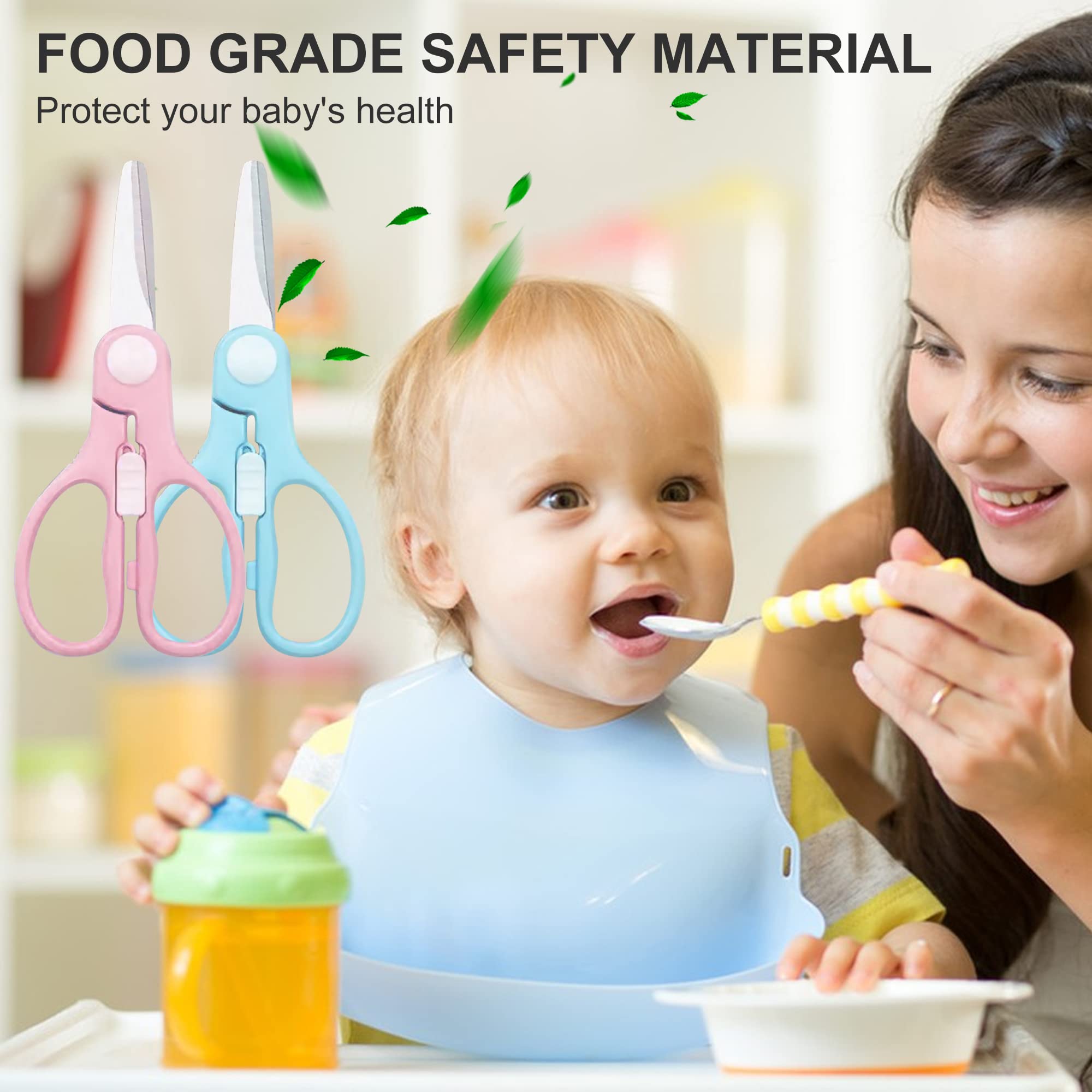 ATB Portable Baby Food Scissors with Safety Lock - Stainless Steel Toddler Feeding Shears for Chicken, Fish, Meat & Herbs - BPA-Free Kitchen Shears for Infants (Pink) | Perfect for Travel, Baby Food Prep & Family Meals