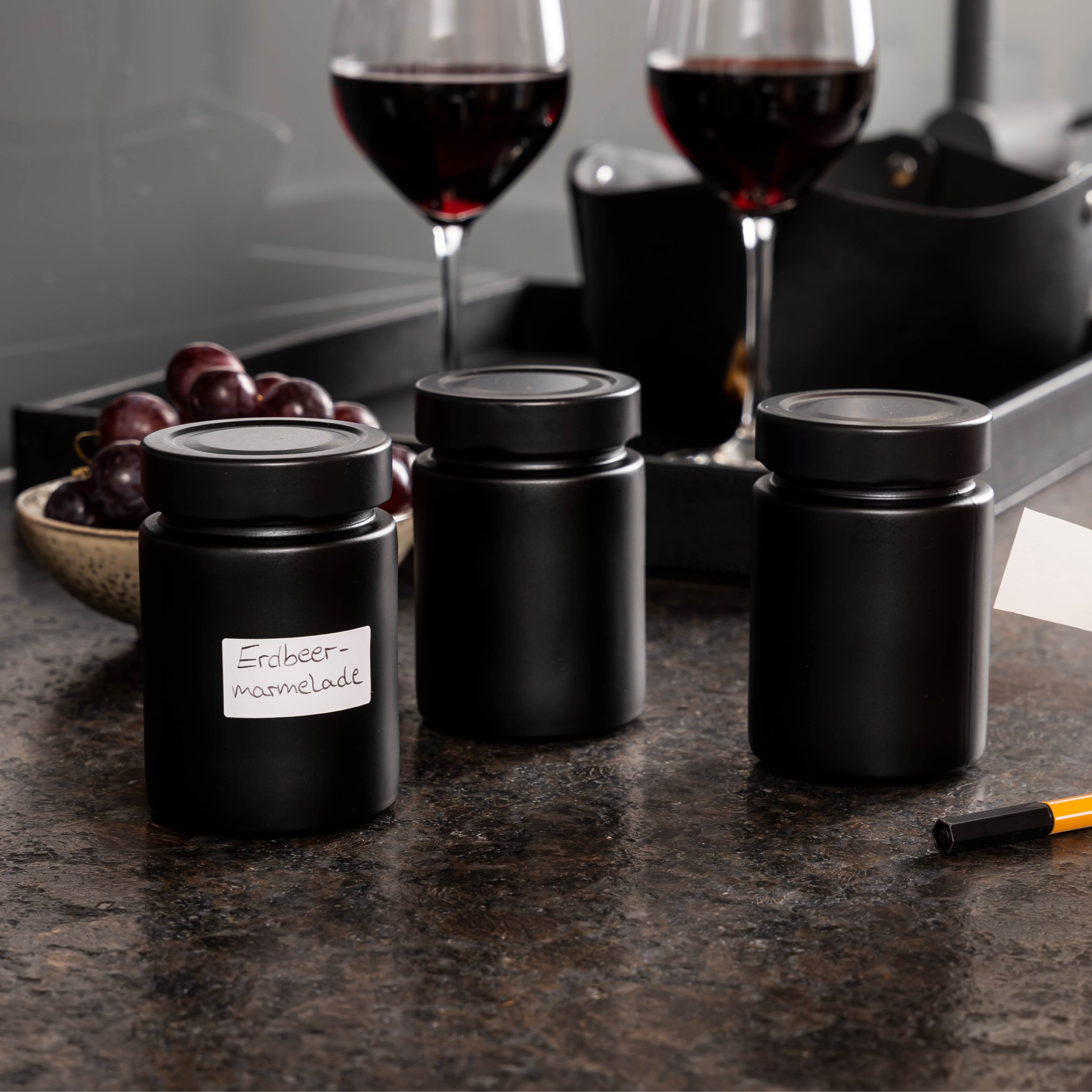 Premium ALL BLACK Magnetic Spice Jars with Lid - 192ml (6.5oz) Glass Containers for Spices, Herbs & Seasonings - Perfect for Kitchen Organization & Pantry Storage