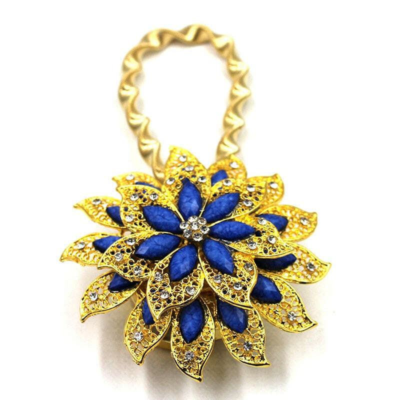 Pearl Simon Flower Shaped Rhinestone Magnetic Curtain Tiebacks - Elegant Window Drapery Holder for Living Room & Bedroom Decor