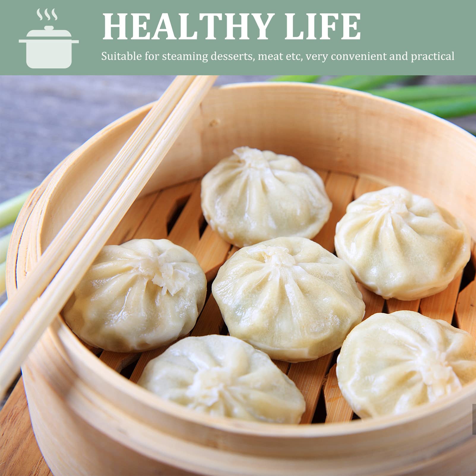 Premium Handmade Bamboo Steamer Basket with Lid - 10cm Cabilock Bamboo Dumpling Steamer for Dim Sum, Bao Buns, Vegetables, Meat & Fish | Perfect for Asian Cooking, Healthy Meal Prep & Restaurant-Style Presentation