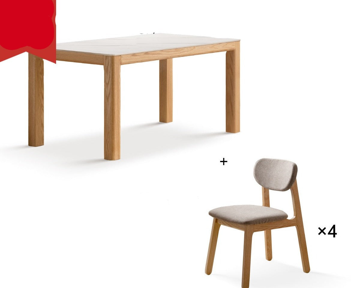 Solid Oak Wood Dining Table - Simple Modern Design for Kitchen, Dining Room & Small Spaces
