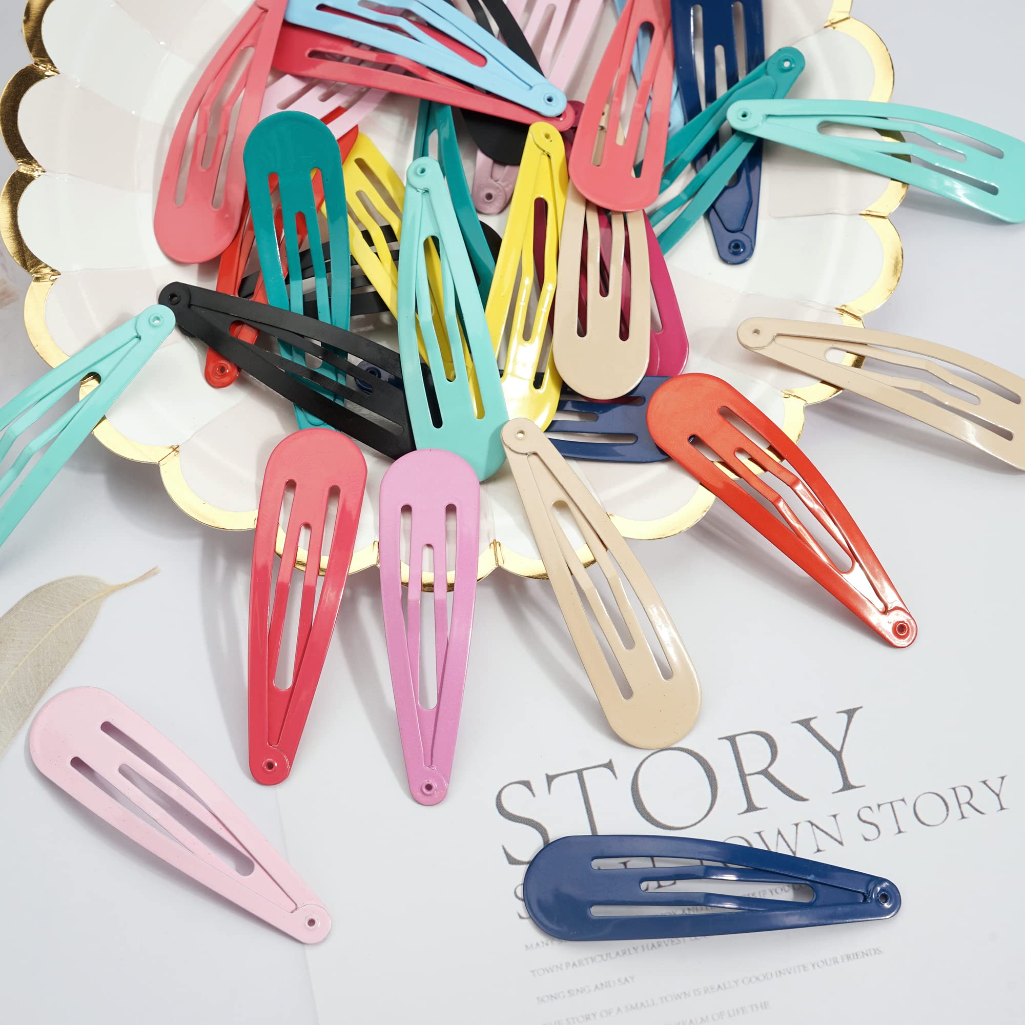 40 Pcs 2.75 Inch Metal Snap Hair Clips for Women Girls Kids Teens - Cute Candy Color Hair Barrettes & Pins - Perfect for Birthday Parties, School, Daily Styling & Gifts