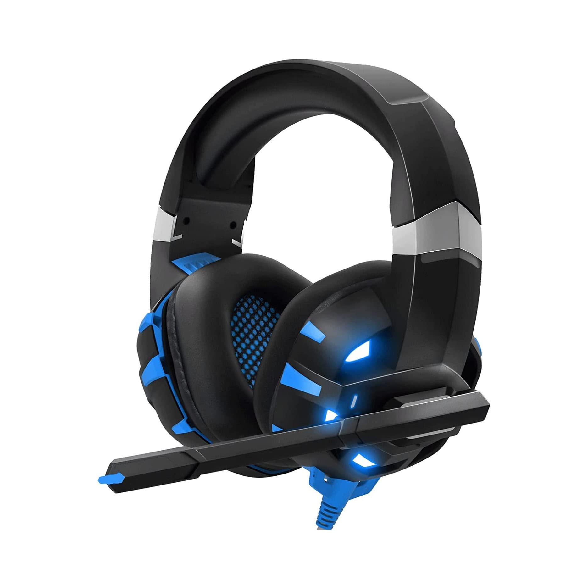 Best Gaming Headset for PS4, PS5, Xbox One, Switch & PC - Noise Cancelling Microphone, Deep Bass Stereo Sound - Blue - Perfect for Competitive Gaming & Online Chat