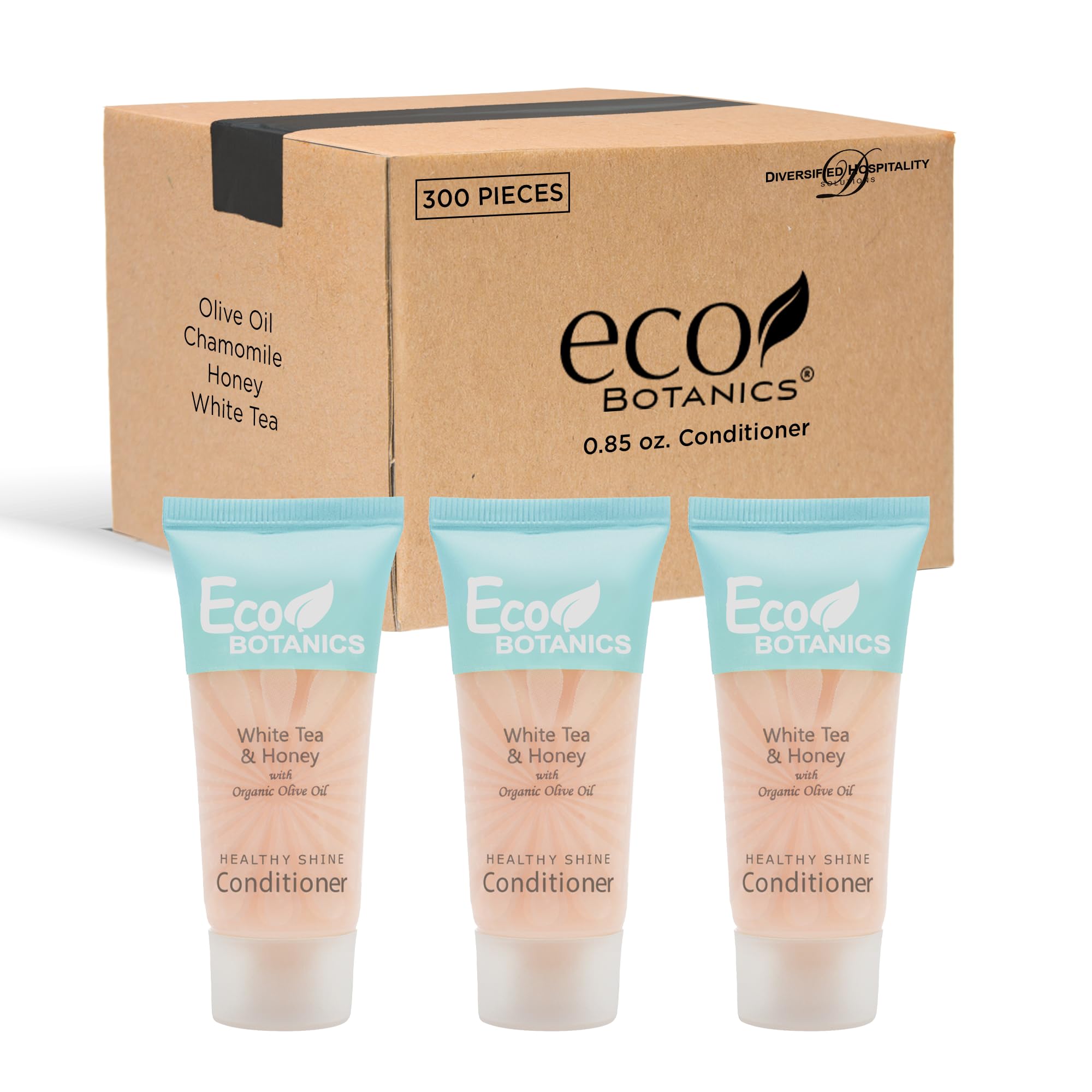 Eco Botanics Travel-Size Hotel Shampoo, Conditioner & Body Wash Set - .85 oz (Pack of 300) | Bulk Toiletries for Hotels, Gyms, Spas & Travel Essentials