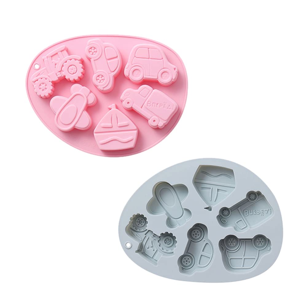 2-Piece Silicone Baking Mold Set - Vehicle Chocolate & Candy Molds, Reusable Cookie & Cake Molds for Baking, Perfect for Kids' Birthday Parties, Baby Showers, and DIY Dessert Decorations