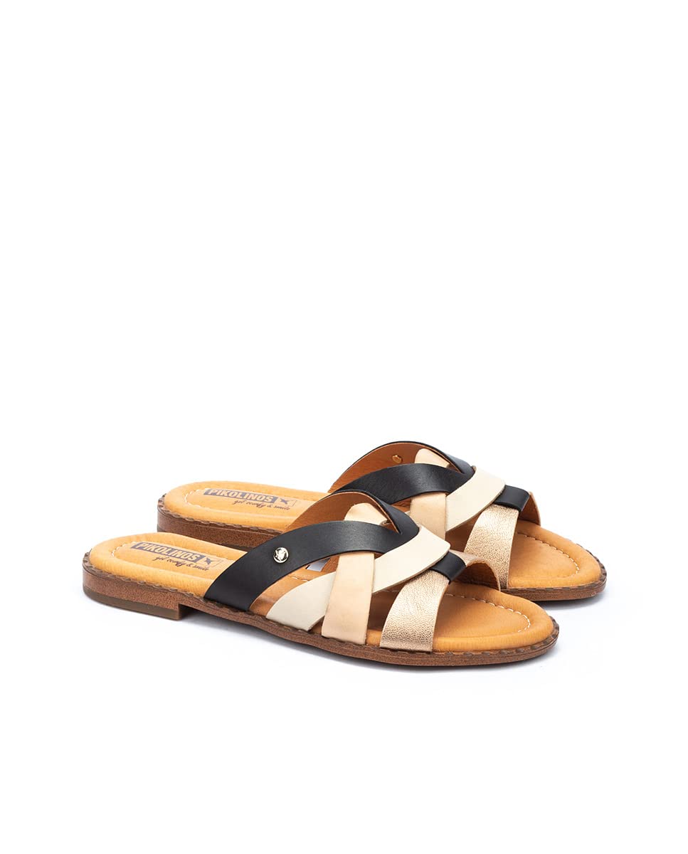 PIKOLINOS Women's Leather Flat Sandals - Comfortable Algar Style for Casual Wear, Beach & Summer Outfits