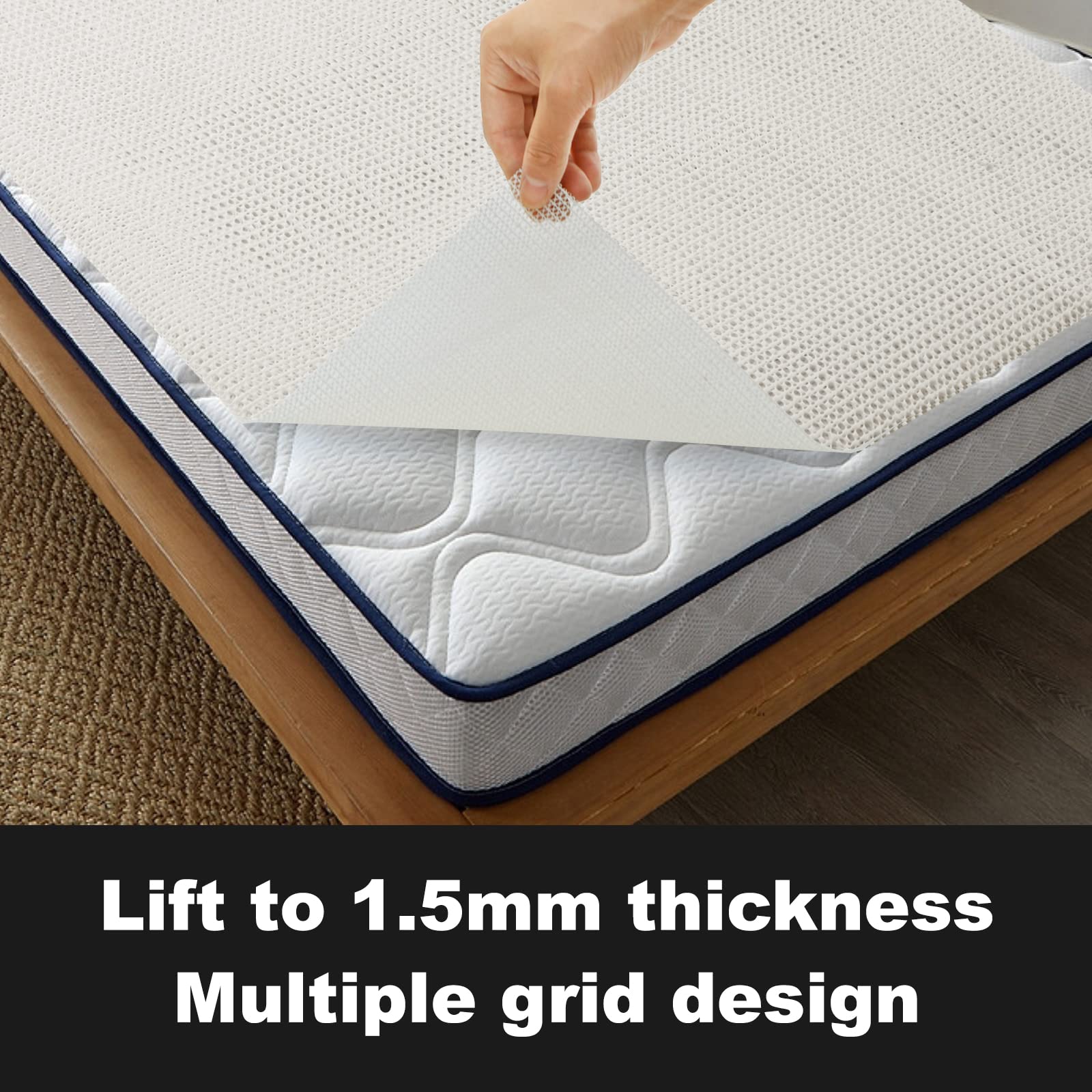 Non-Slip Mattress Gripper Pads - Anti-Slide Stopper for California King Beds, Box Springs & Platform Frames | Secure Your Mattress for Better Sleep & Safety (Home, Dorm, RV Use)